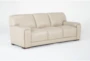 Bisbee Ivory White Leather 89" Sofa with Cupholders & USB - Side