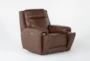 Bisbee Chestnut Brown Leather Power Zero Gravity Recliner with Power Headrest, Cupholder & USB - Side