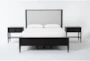 Austen Black California King Footboard Storage Wood & Upholstered Panel 3 Piece Bedroom Set With 2 1-Drawer Nightstands - Signature