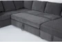 Sebastian Slate Grey Fabric 140" 3 Piece Convertible Futon Sleeper U-Shaped Sectional with Right Arm Facing Storage Chaise - Detail