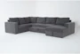Sebastian Slate Grey Fabric 140" 3 Piece Convertible Futon Sleeper U-Shaped Sectional with Right Arm Facing Storage Chaise - Side