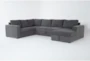 Sebastian Slate Grey Fabric 140" 3 Piece Convertible Futon Sleeper U-Shaped Sectional with Right Arm Facing Storage Chaise - Signature