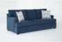 Colby Navy Blue Fabric 88" Queen Memory Foam Sleeper Sofa Bed - Side