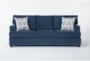 Colby Navy Blue Fabric 88" Queen Memory Foam Sleeper Sofa Bed - Signature