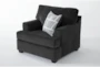 Colby Smoke Grey Fabric Arm Chair - Side