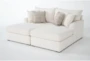 Belinha II Opal White Fabric Double Chaise Lounge - Side