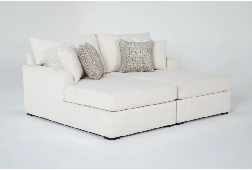 Belinha II Opal White Fabric Double Chaise Lounge - 360