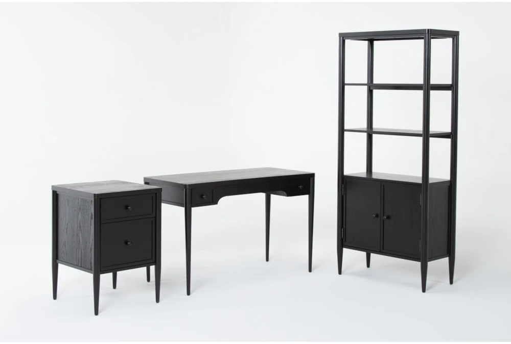 Austen 3 Piece Office Set 48" Writing 3 Drawer Desk, Filing Cabinet, + 72" Bookcase With Storage