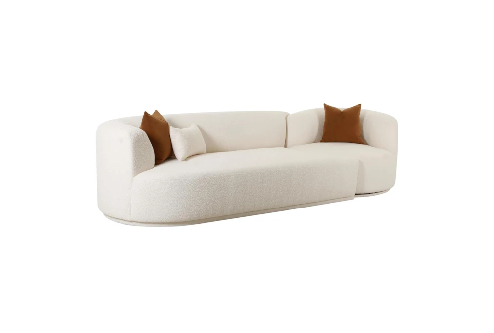 Shiva Cream White Boucle Fabric 2 Piece Modular Left Arm Facing Curved Sofa