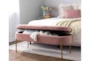 48" Modern Bright Pink Velvet + Gold Steel Legs Storage Bench - Room