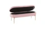 48" Modern Light Pink Velvet + Gold Metal Legs Storage Bench - Front