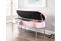 48" Modern Light Pink Velvet + Gold Metal Legs Storage Bench - Room