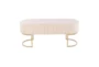 41" White Velvet Pleated Bench With Gold Base - Front