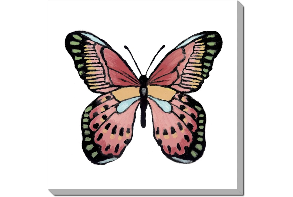 24X24 Vibrant Pink Butterfly Gallery Wrap Canvas