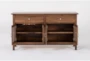 Baker Chocolate Brown Solid Maple 2 Drawer 56" Buffet With Glass Doors, Made in the USA - Front