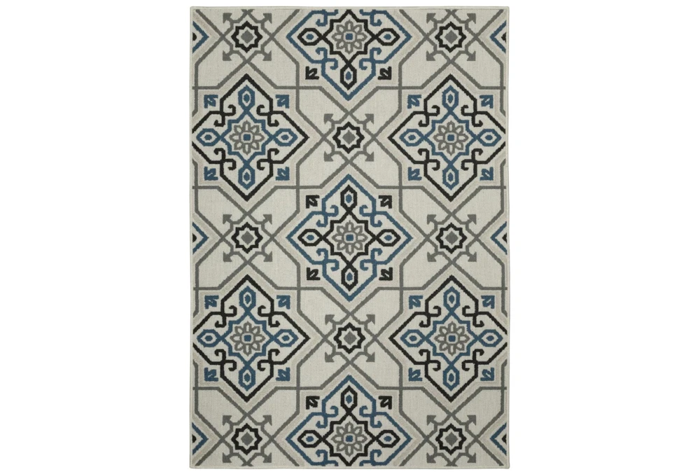 7'10"X10' Indoor/Outdoor Rug-Spruce Tile Cobalt & Grey
