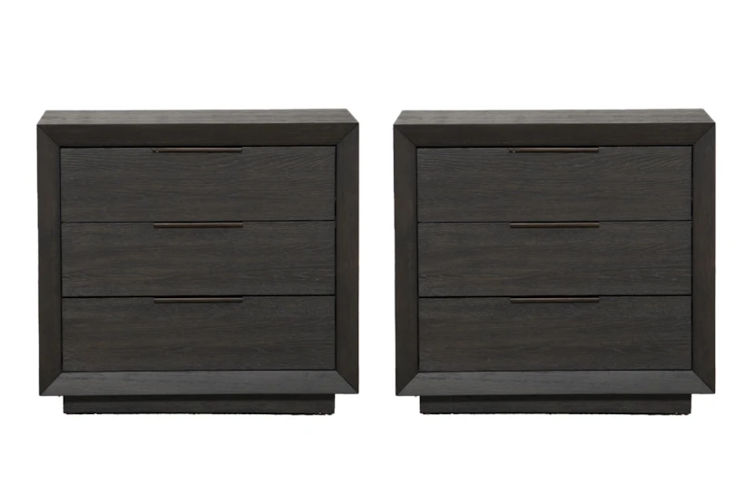 Pierce Espresso II 3-Drawer Nightstand With USB & Power Outlets Set Of 2 - 360