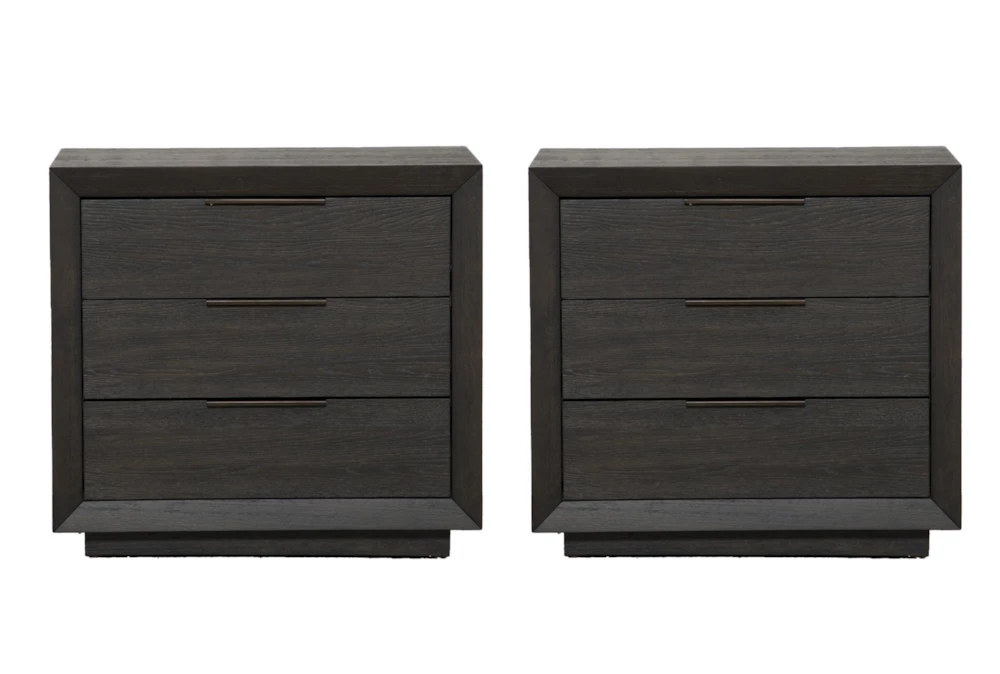 Pierce Espresso II 3-Drawer Nightstand With USB & Power Outlets Set Of 2