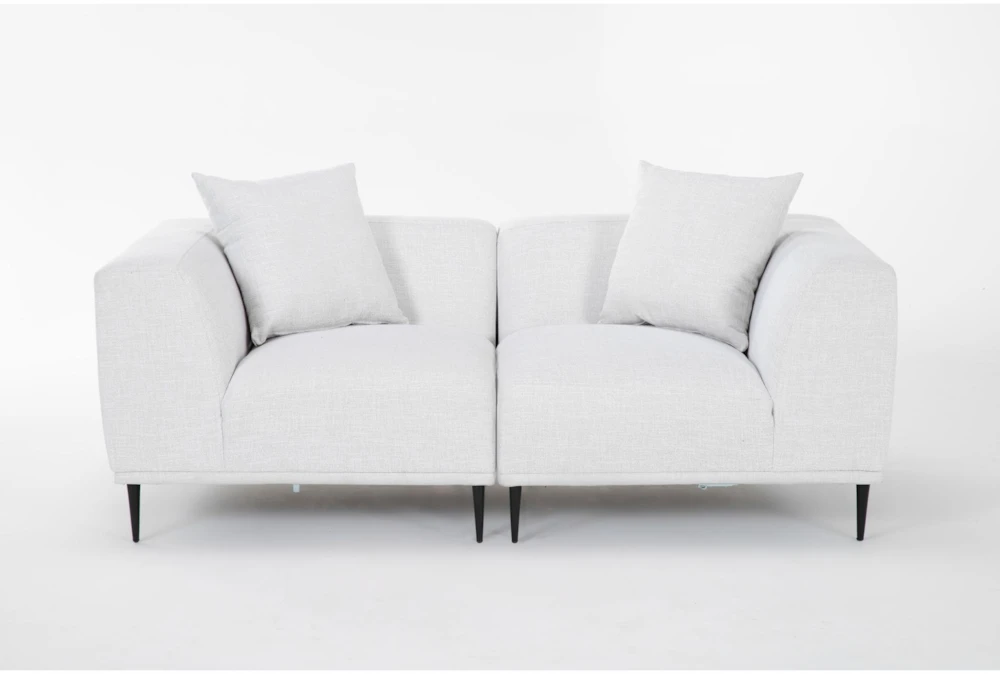 Kenai Pearl White Fabric Modern Modular 72" 2 Piece Sofa with 2 Corners
