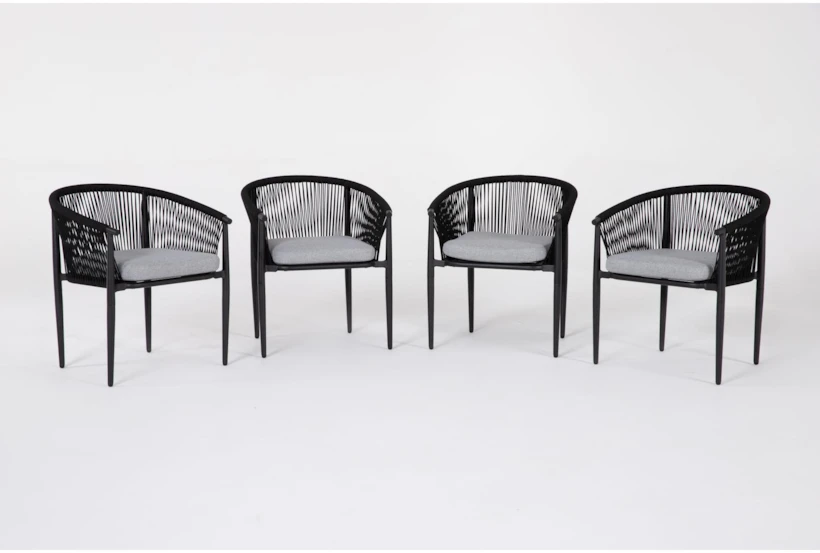 Madrid Black Rope + Metal Frame Outdoor Dining Chair Set of 4 - 360