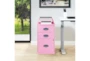 Pink 3 Drawer Locking Metal Filing Cabinet With Top Shelf - Room