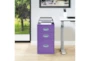 Purple 3 Drawer Locking Metal Filing Cabinet With Top Shelf - Room
