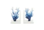 7" Blue White Ombre Metal Coral Bookends - Material