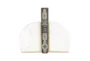 5.5" White Marble Arched Minimalist Bookends - Signature