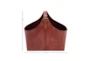 14" Chestnut Brown Genuine Leather Magazine Holder Basket - Detail