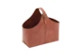 14" Chestnut Brown Genuine Leather Magazine Holder Basket - Material