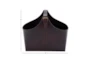 14" Dark Brown Genuine Leather Magazine Holder Basket - Detail