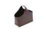 14" Dark Brown Genuine Leather Magazine Holder Basket - Material
