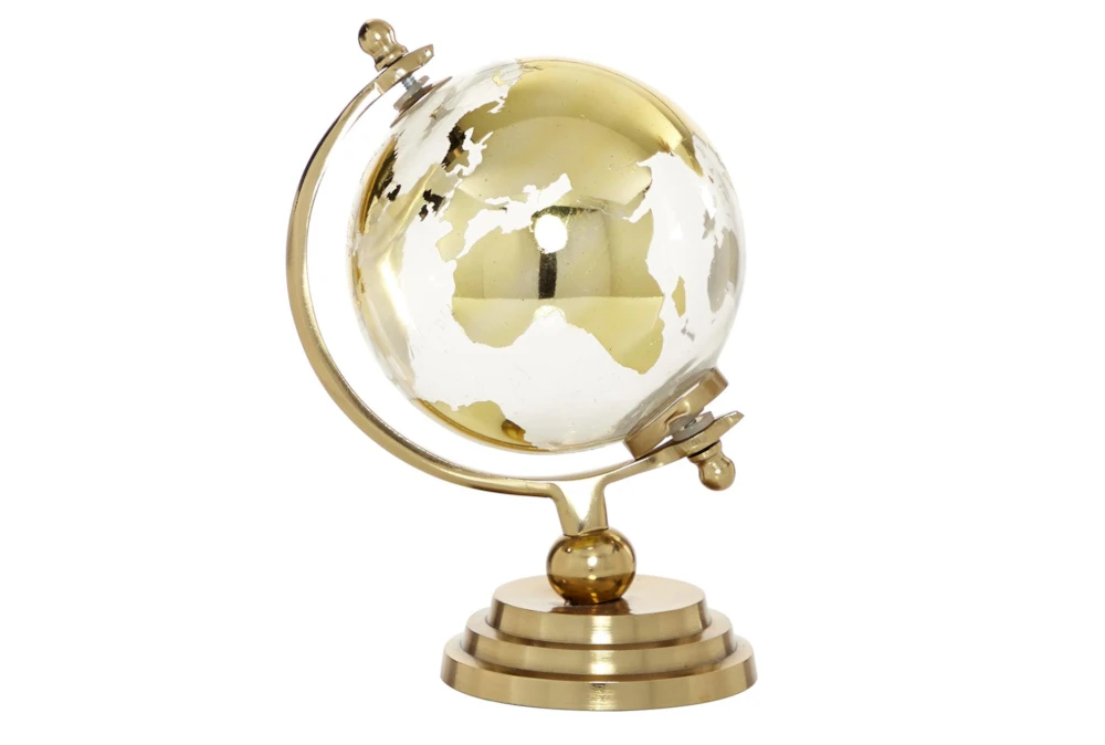 10" Gold Metallic + White Modern Globe Decor