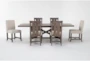 Jaxon Grey Rectangular Wood 76-96" Extendable Dining Table With 4 Wood Chair + 2 Upholstered Chair Set For 6 - Signature