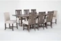 Jaxon Grey Rectangular Wood 76-96" Extendable Dining Table With 6 Wood Chair + 2 Upholstered Chair Set For 8 - Side