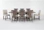 Jaxon Grey Rectangular Wood 76-96" Extendable Dining Table With 6 Wood Chair + 2 Upholstered Chair Set For 8 - Signature