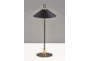 20" Black + Antique Brass Coolie Dome Led Task Table Lamp - Detail