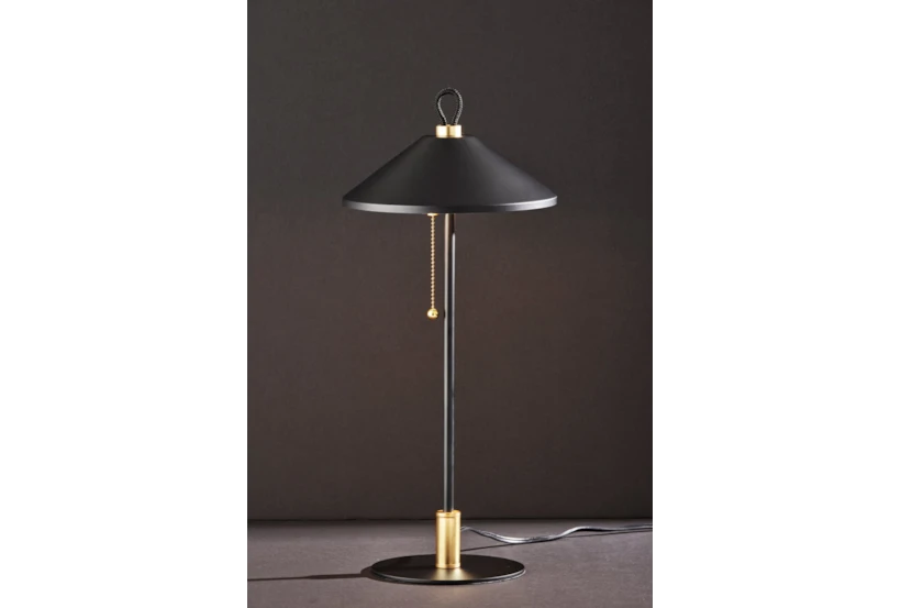 20" Black + Antique Brass Coolie Dome Led Task Table Lamp - 360