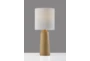 26" Beige Ceramic Cylinder Table Lamp With White Pleated Shade - Detail