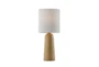 26" Beige Ceramic Cylinder Table Lamp With White Pleated Shade - Signature