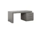 Hayword 70" Grey Executive Desk With 2 Shelves + 3 Drawer Storage - Signature