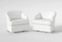 Aiko White Print Fabric Swivel Barrel Arm Chair Set Of 2