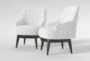 Allegra White Print Fabric Swivel Accent Arm Chair Set Of 2 - Side