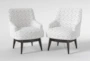 Allegra White Print Fabric Swivel Accent Arm Chair Set Of 2 - Signature