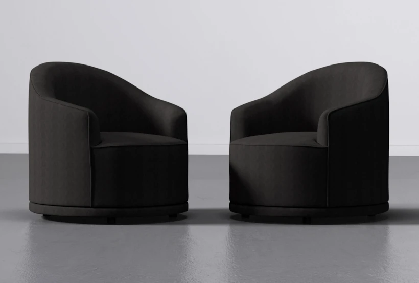 Navi Swivel Onyx Barrel Arm Chair Set Of 2 - 360
