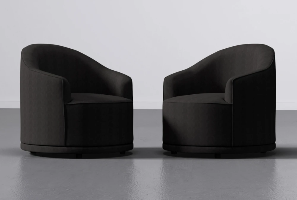 Navi Swivel Onyx Barrel Arm Chair Set Of 2