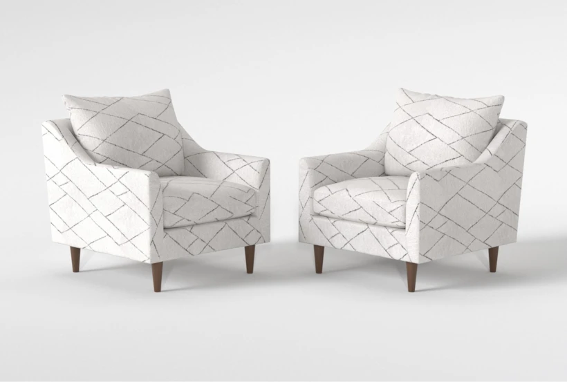Zoe White Fabric Accent Arm Chair Set Of 2 - 360