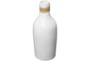 20" White Ceramic Bottle Vase With Rattan Wrap Detail - Back