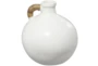13" White Ceramic Jug Vase With Rattan Wrap Detail - Back
