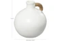 13" White Ceramic Jug Vase With Rattan Wrap Detail - Detail